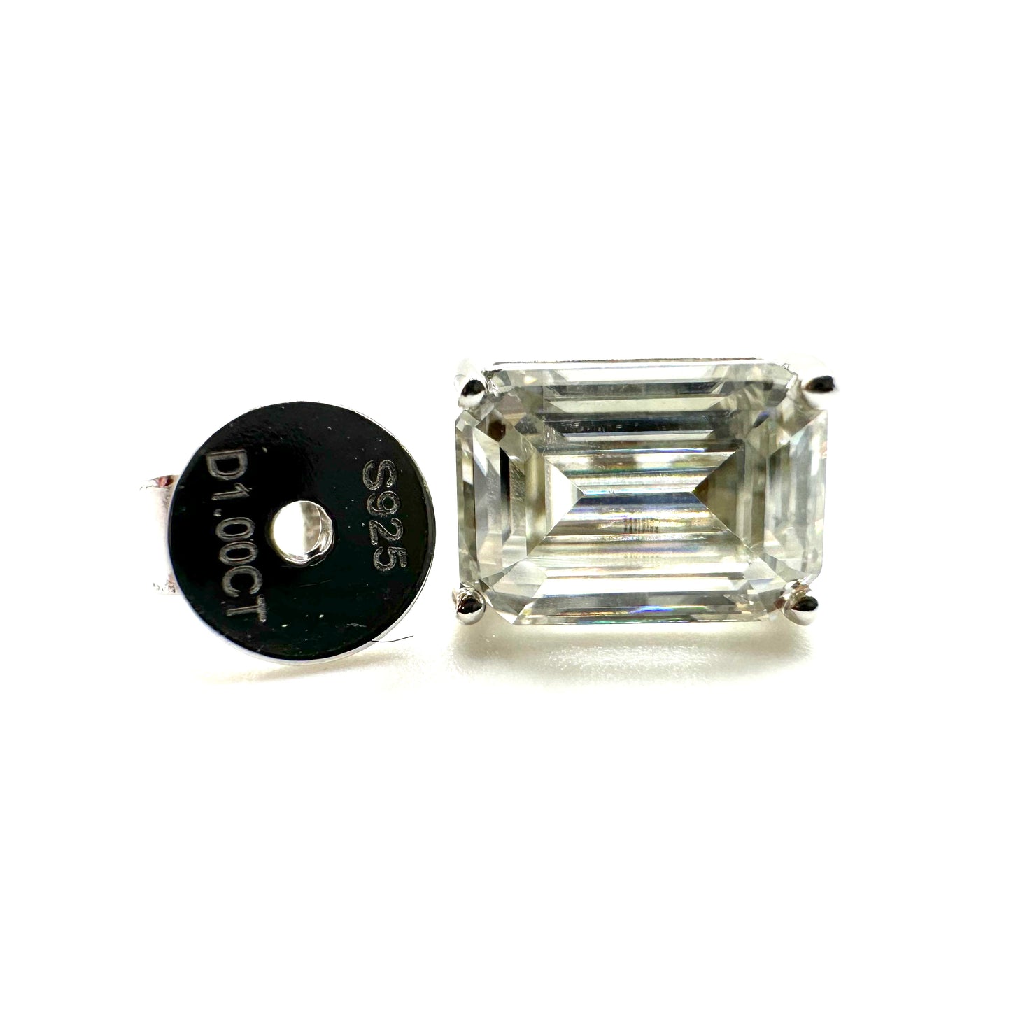 Emerald Cut Moissanite Earrings